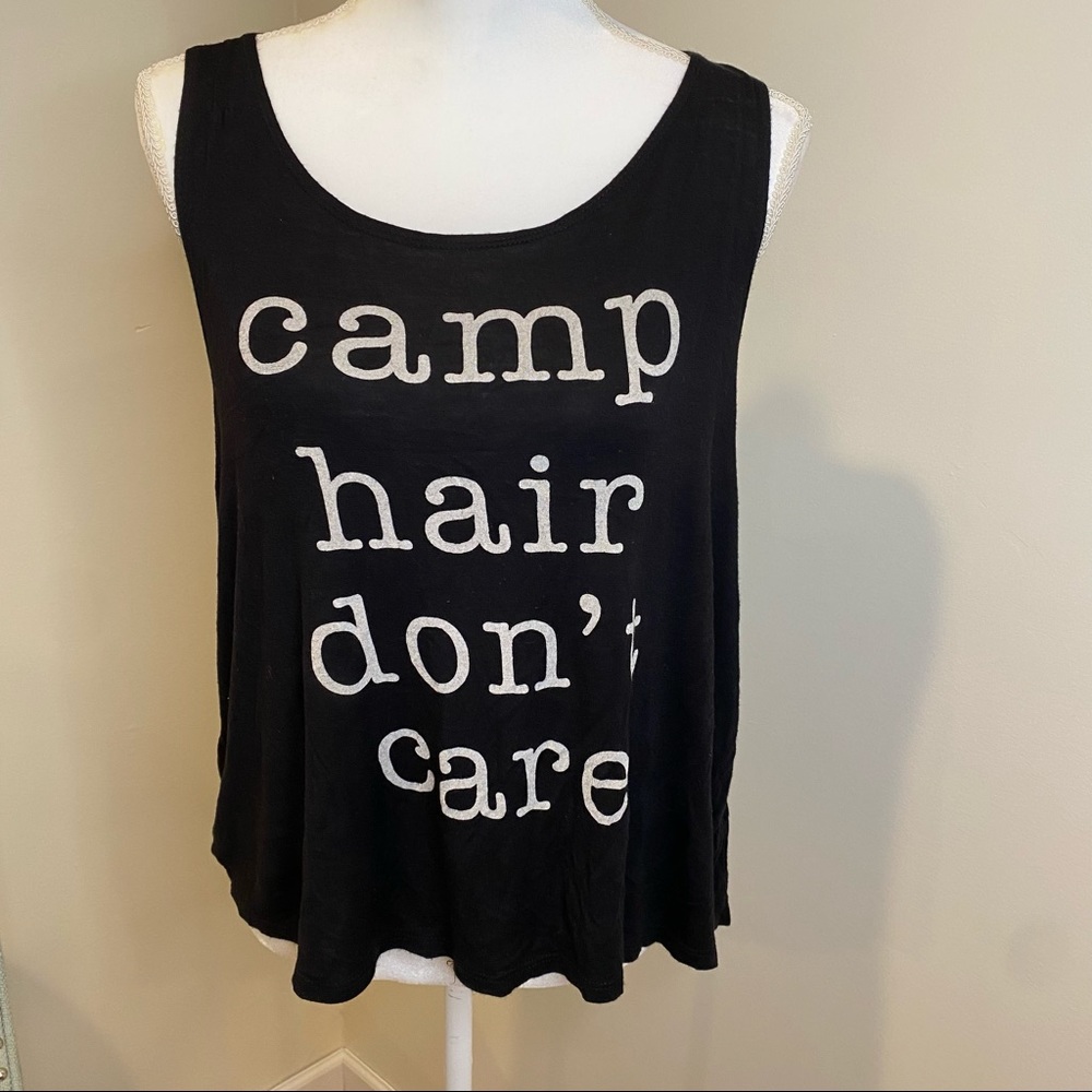 Camp Hair Don’t Care Large Black Tank Top
